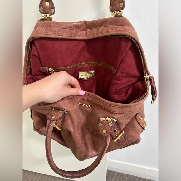 Miu Miu Large brown boho shoulder bag. Rare vintage, high quality leather - Picture 9 of 15